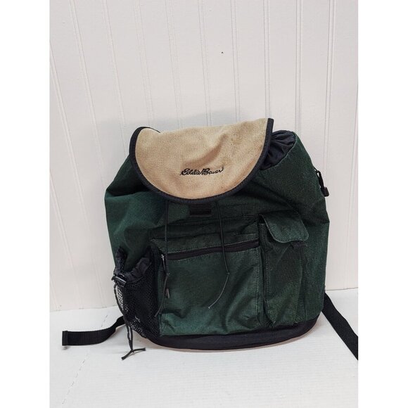 Eddie Bauer Other - Eddie Bauer Green Canvas Backpack With Multiple Compartments & Drawstring Closur
